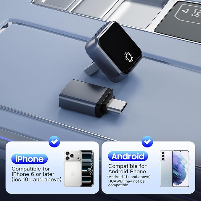 2026 Upgraded 2in1 Mini Wireless CarPlay & Android Auto Adapter, Convert Wired Car Play to Wireless for Cars with USB/Type-C Port, Plug & Play USB Dongle Compatible for Apple iPhone & Android Devices