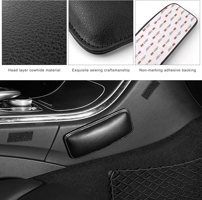 2PCS Car Center Console Knee Leg Elbow Cushion Pad, Soft Leather Auto Armrest Pillow Thigh Support with Memory Foam, Universal Door Arm Rest Pad Knee Cushion Relieves Fatigue