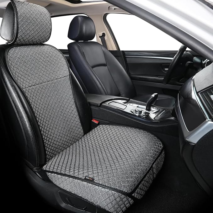 Breathable Car Seat Cover,Luxury Front Seat Cover,Durable and Non Slip,Polyester Silk Material, Universal Car Seat Cushion,Suitable for All Seasons,Airbag Compatible (Gray，1PC)