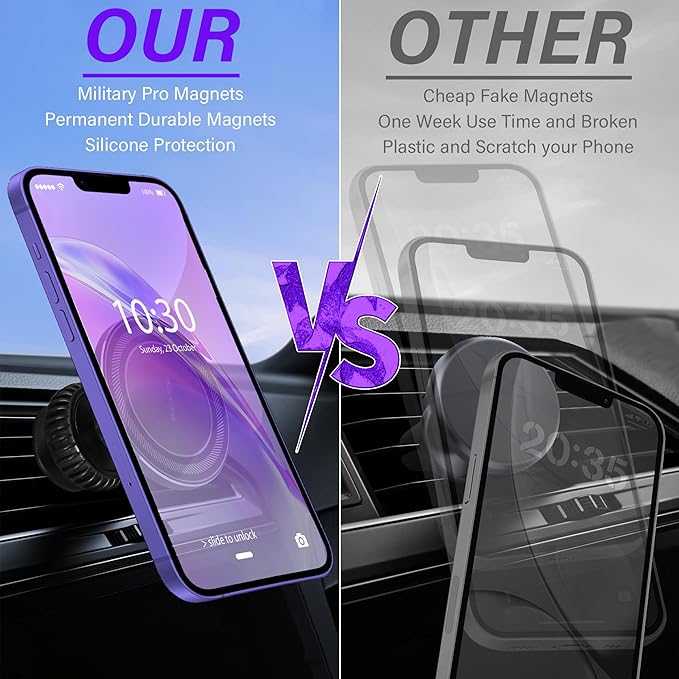 Magnetic Car Phone Holder, N55 Strong Magnets, 360° Rotation Dashboard Magnetic Phone Holder for Car, Folding Car Magnet Phone Mount for iPhone 16 15 14 13 Pro Max (Round-5)