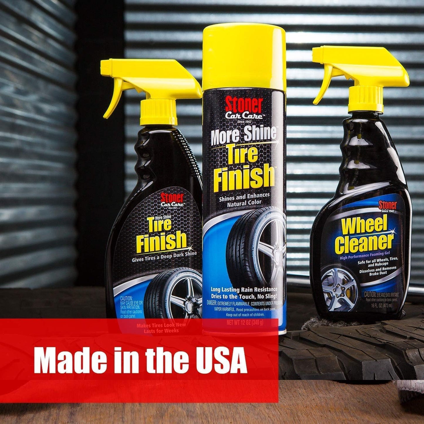 Stoner Car Care 91044-12PK Original More Shine Tire Finish for Tire and Wheel Care Creates a Long-Lasting, Rain-Resistant Tire Shine, Makes Faded Tires Look New, Non-Greasy Formula, 12 Oz, Pack of 12