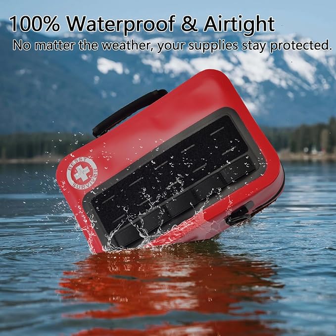 348-Piece Waterproof First Aid Kit- Comprehensive Trauma Kit for Marine/Boating/Camping/Hurricanes, Car & Home Emergency Medical Kits with Labeled Compartments, MOLLE System & CPR Kit
