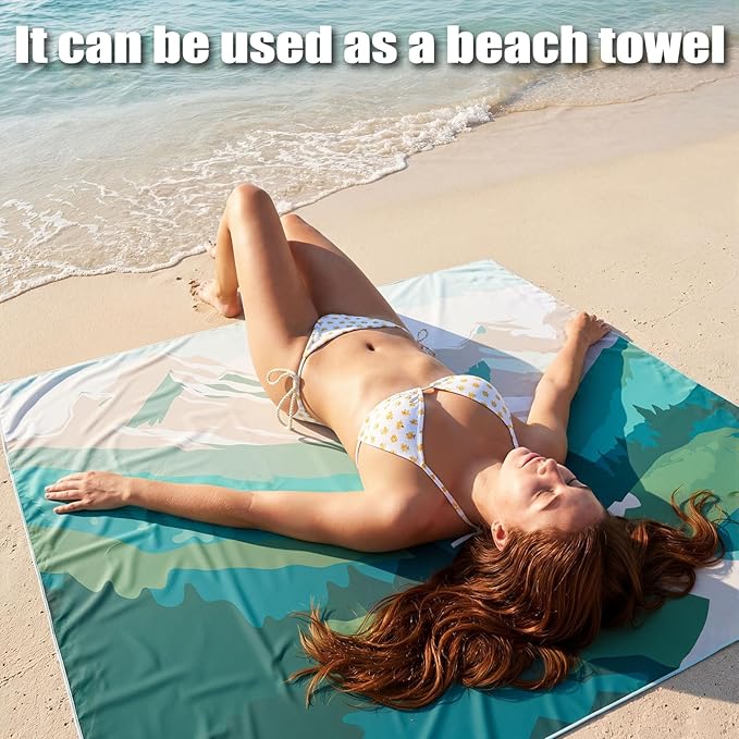 Back Seat Cover with Storage Bag, Moisture Wicking Rear Bench Towel Backseat Cover Nonslip Rear Seat Protector for Cars SUV Van Trucks, Post Gym Workout Swimming Surfing Running Hiking Beach