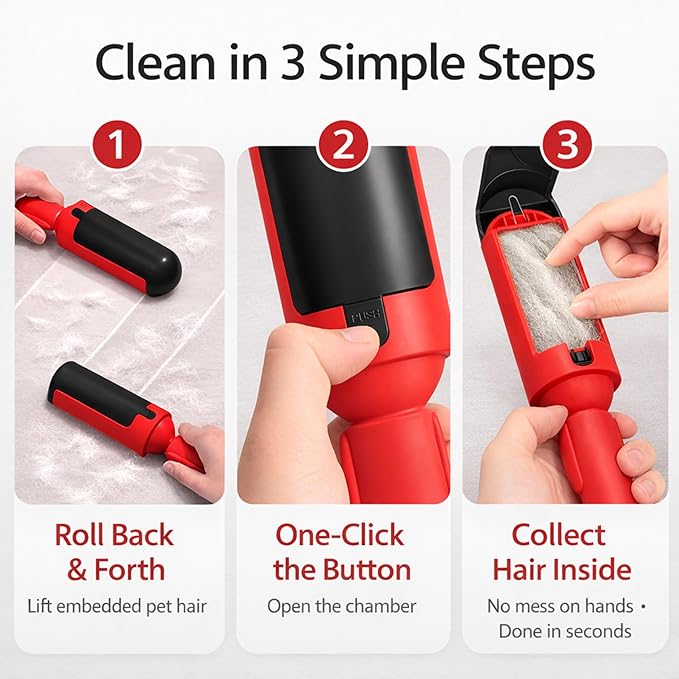 Pet Hair Remover Roller- Pet Hair Removal Tool with Strong Grip for Effortless Cleaning- Pet Hair Roller Lifts Fur from Clothes, Furniture & Car- Keep Your Home Fur-Free with Easy Cat Hair Lint Roller