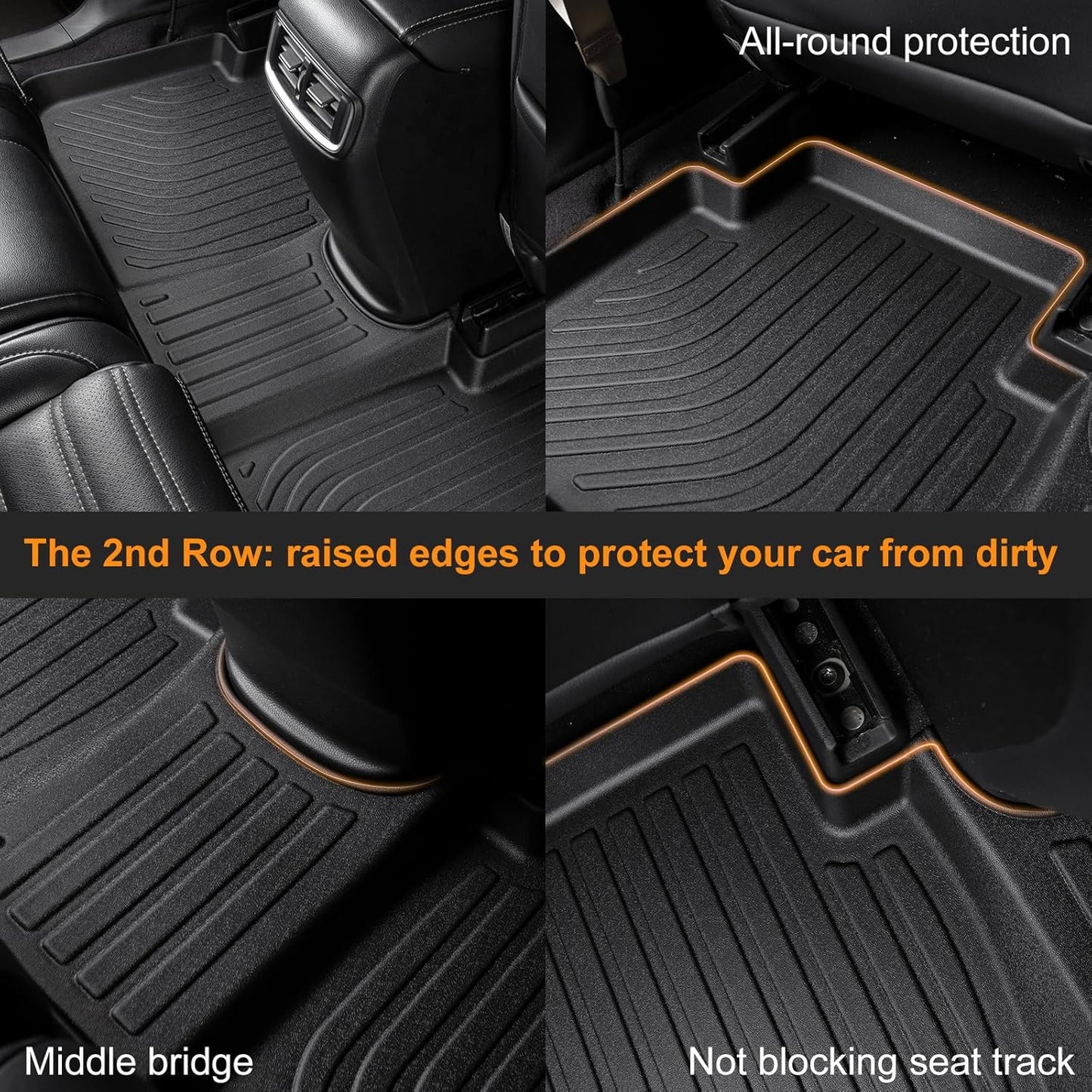 Binmotor-All Weather Car Floor Mats & Cargo Liner for Volvo XC60 2018-2025 (for T5/T6, Not for Recharge/Hybrid), TPE Rubber Liners Cargo Trunk Mat for Volvo XC60 Accessories