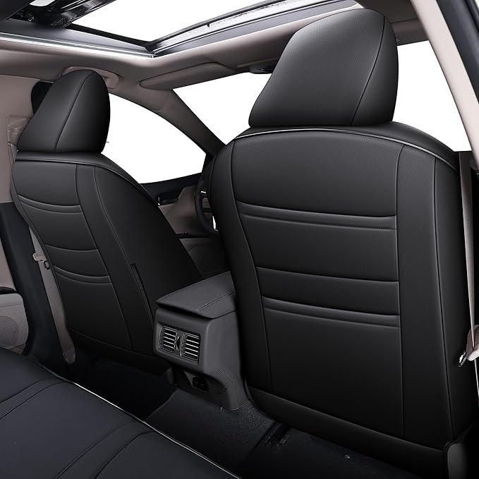 AOMSAZTO Custom Fit Seat Covers for Toyota Camry 2025 2026 LE SE Waterproof Truck Seat Cushion Protectors, Full Set Faux Leather (Black,Camry LE SE)