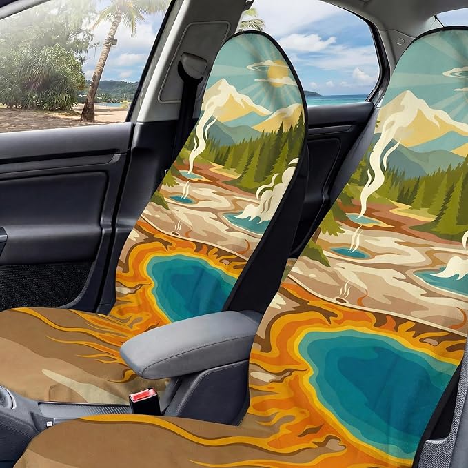2 Pack Car Seat Towel Covers, Sweat Protector for Front Seats, Premium Thickened Microfiber with Tribal Sea Turtle, Breathable & Quick Dry, Slip-on Headrest Pocket for Gym, Beach, Running Navy Turtle