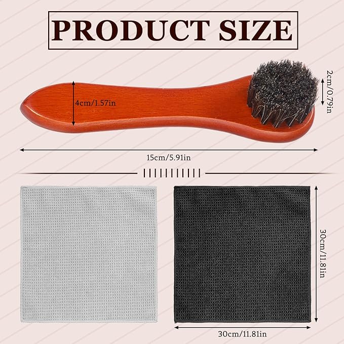 Arrowbash 4 Pcs Softball Glove Cleaning Kit with 6 in Wooden Horsehair Boar Bristle Brushes and 12 in Microfiber Waffle Towels Leather Glove Cleaner Care Accessories for Baseball Softball