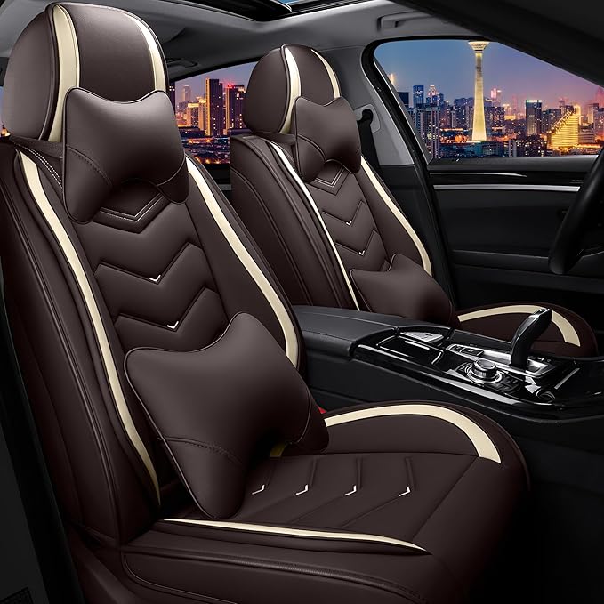 CTDS Car Seat Covers for Honda Civic 2000-2026, Stylish Sport Seat Cover, Premium Nappa Leather Car Seat Cover. Automobile Seat Covers Sets.(Luxury 2 Seats/Coffee Color)