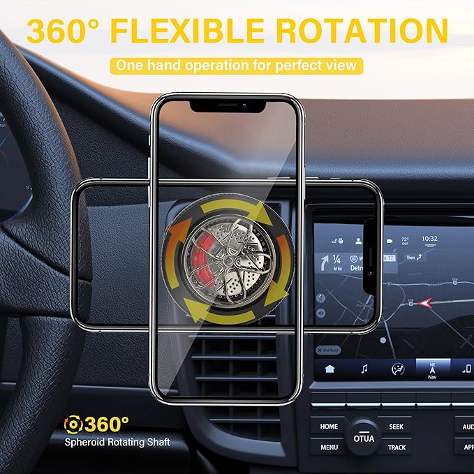 Magnetic Car Phone Holder, N55 Strong Magnets, 360° Rotation Dashboard Magnetic Phone Holder for Car, Folding Car Magnet Phone Mount for iPhone 16 15 14 13 Pro Max (Round-4)