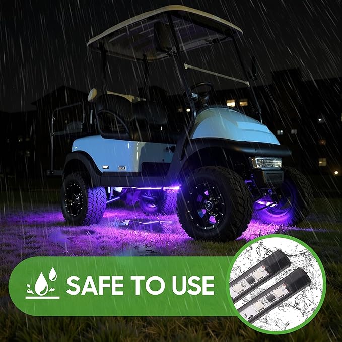 10L0L 2PCS Golf Cart Underbody Light Kit, Underglow LED Light Strip, 22 Modes RGB Music Sync, 12-66V Wide Voltage, IP67 Waterproof for EZGO, Club Car, Yamaha