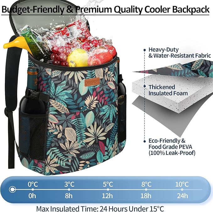Camping Cooler Backpack 30 45 Cans, Soft Backpack Coolers Insulated Leak Proof Travel Cooler Bag Waterproof Lunch Picnic Beach Work Trip Thermal Bag Drink Beverage Beer Bag Cooler