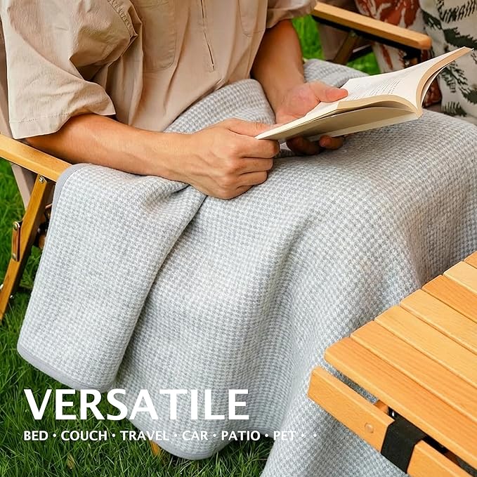 PuTian Merino Wool Camp Blanket - 36" x 63" Great for Bed Couch Camping Outdoors Travel Emergency -Large Warm Soft Washable Wool Throw
