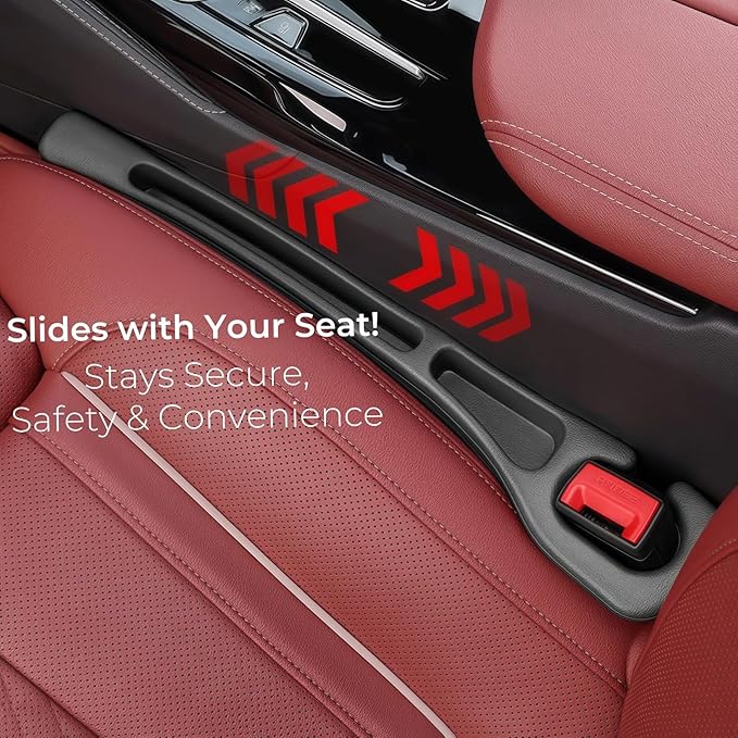 Car Seat Gap Filler, 2-Pack No Drop Seat Guard Universal Fit Car Seat Gap Plug Anti-Drop with Storage, Fill The Gap Between Seat and Console, Auto Accessories for SUV Truck Sedan