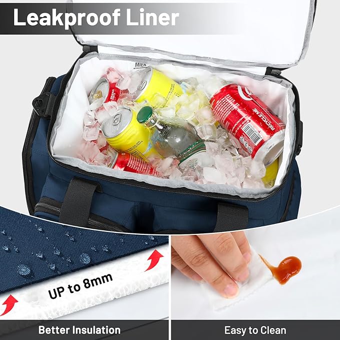 MIER Lunch Box for Men Heavy Duty Insulated Lunch Bag 20 Cans Large Leakproof Soft Cooler Bags with Multiple Pockets for Picnic Work Travel (Navy Blue)