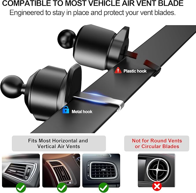 aetos for MagSafe Car Mount. Elegant Magnetic Air Vent Phone Holder with 20 Strong N52 Magnets & Metal Hook. Classic Minimalist Design for iPhone 17 16 15 14 13 12 Pro Max & MagSafe Cases