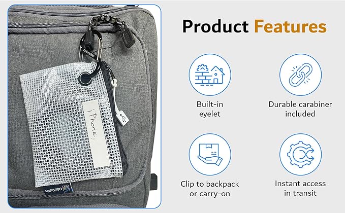 20 - USB Cable Organizer Pouches, Manage Cables, Travel Cable Oranizer, Color Coded with USB Zipper Pulls