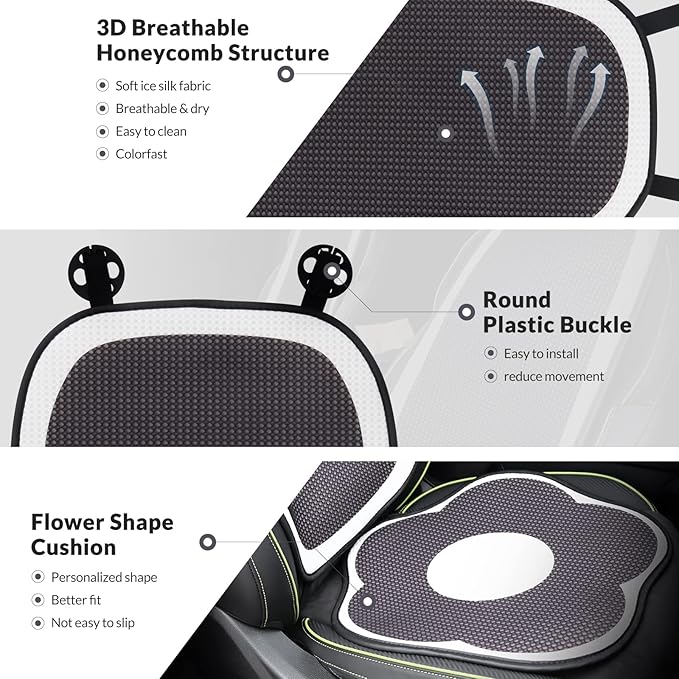 Cute Car Seat Covers Full Set, Universal Fit for Most Cars SUV Pick-up Truck Sedan, Fit for Tesla, Car Accessories for Women Interior, Automotive Vehicle Auto Interior Décor (Full Set)