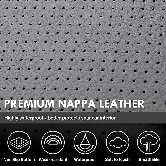 Coverado Chevy Silverado Seat Covers, Faux Leather Seat Covers Fit for Chevy Silverado GMC Sierra 2007-2026 1500, 2015-2026 2500HD 3500HD Crew Double Extended Cab (Front,Gray)