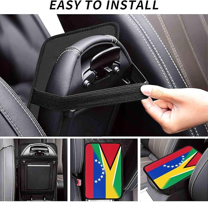 Venezuela Venezuelan Guyana Guyanese Flag Auto Center Console Armrest Cover Car Handrail Box Cushion Pad Mat Universal Fit Most Vehicle Sedan Truck SUV Soft Comfort Decor Accessories