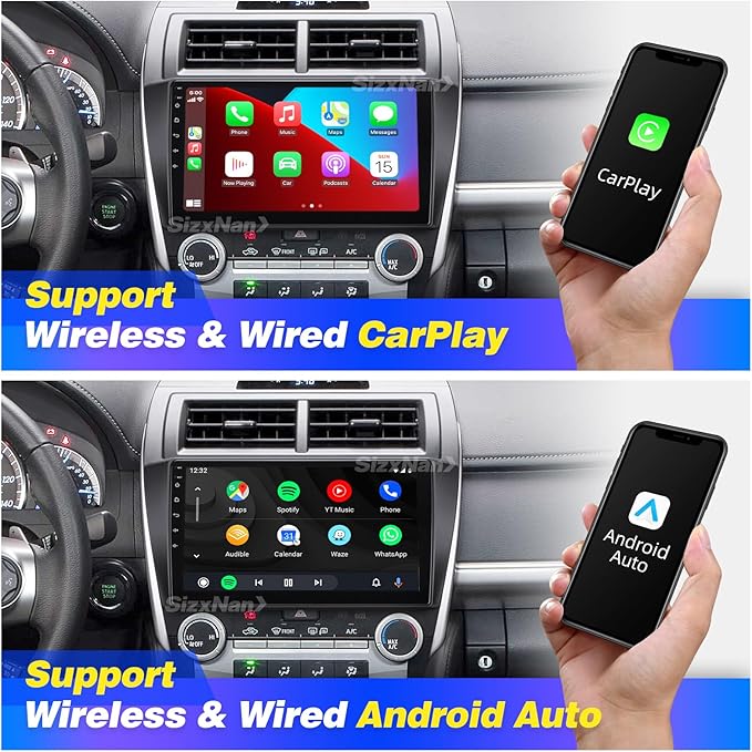 for Camry Android Radio Touch Screen Compatible with Carplay Android Auto,Car Stereo Bluetooth Navigation Media Player GPS WiFi FM/AM Rear Camera Head Unit for Toyota Camry 2012 2013 2014