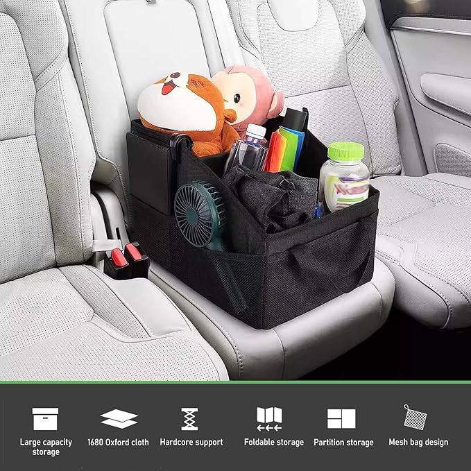 Car Seat Organizer, Car Organizer Backseat, Collapsible Small Auto Seat Storage with Handles and Mesh Pockets, for Front/Rear Consoles Back Seats Traveling