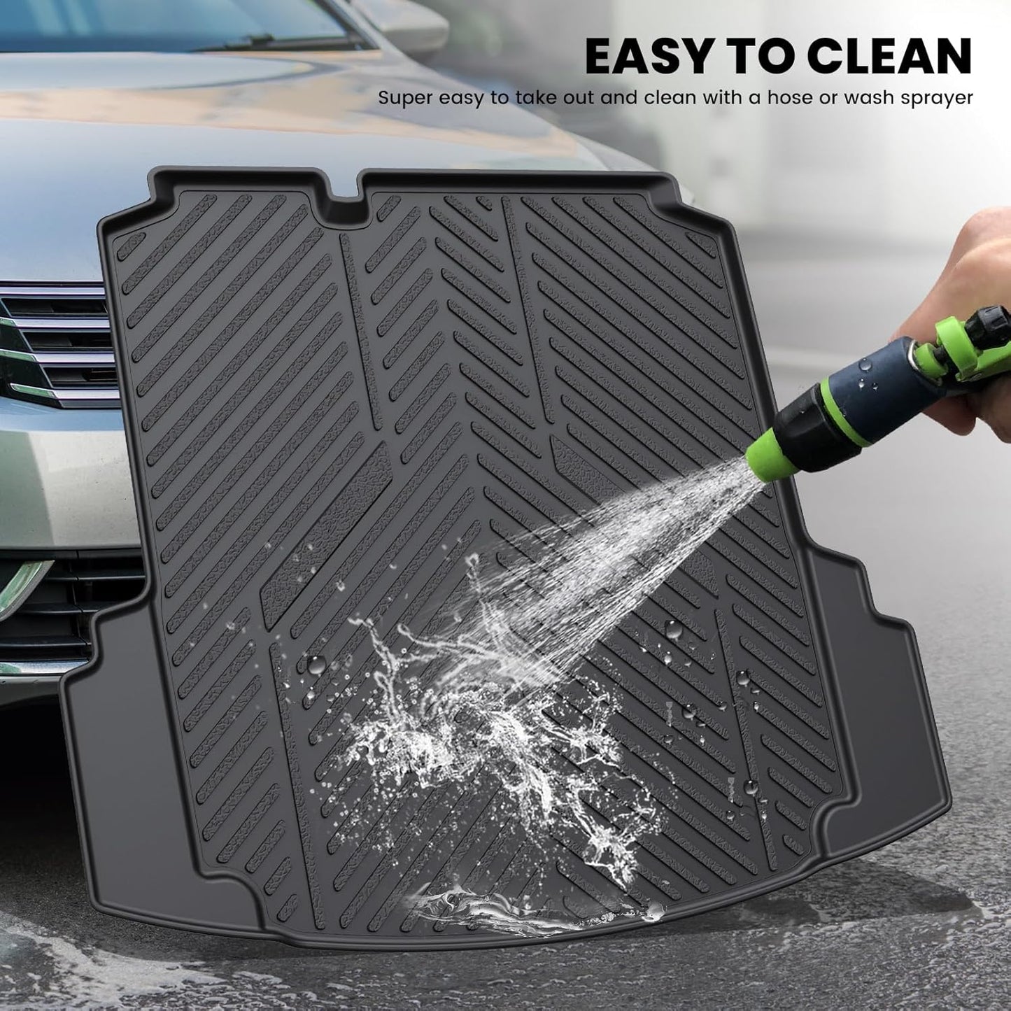 LASFIT Cargo Mat for Volkswagen Jetta 2011-2018 (Not fit Jetta SportWagen and Hybrid/TD/TDI Trims), Custom Fit All-Weather TPE Rubber Trunk Mat for VW Accessories, Waterproof, Easy to Clean, Black