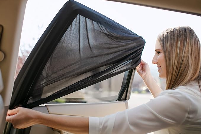 Magnelex Sock Style Window Shades for Baby Block Sun Rays to Keep Passengers, Pets and Car Interior Cool and Comfortable Elasticized Universal Mesh Shades Fit Most Vehicles (2 Pack)
