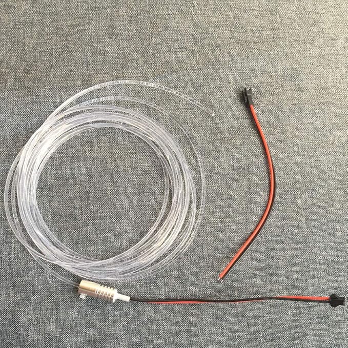 3mm 5meters/16ft PMMA Optic Fiber Cable Side Glow with 12V 1.5W LED Aluminum Illuminator Light Source for Home Car DIY (Cool Blue)