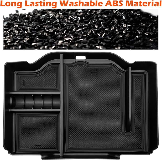 JOJOMARK Center Console Organizer fits for Dodge RAM 2025 2024 2023 2022 2021 2020 2019 1500 2500 3500 Accessories Interior Storage Box Armrest Storage Tray (Black)