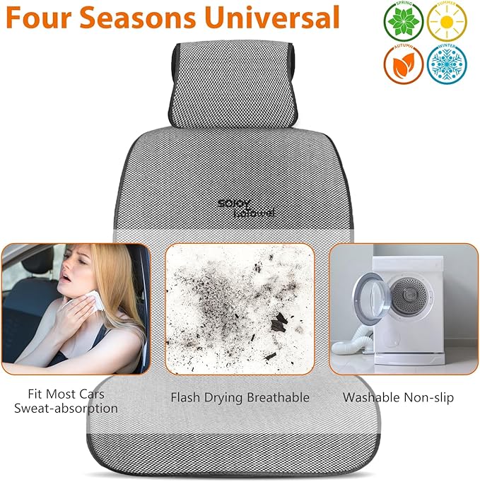 Sojoy IsoTowel Car Seat Cover for Front Seat,Breathable Fabric with Non-Slip Bottom,Comfort Car Seat Protector for Cold Weather (Black & White)