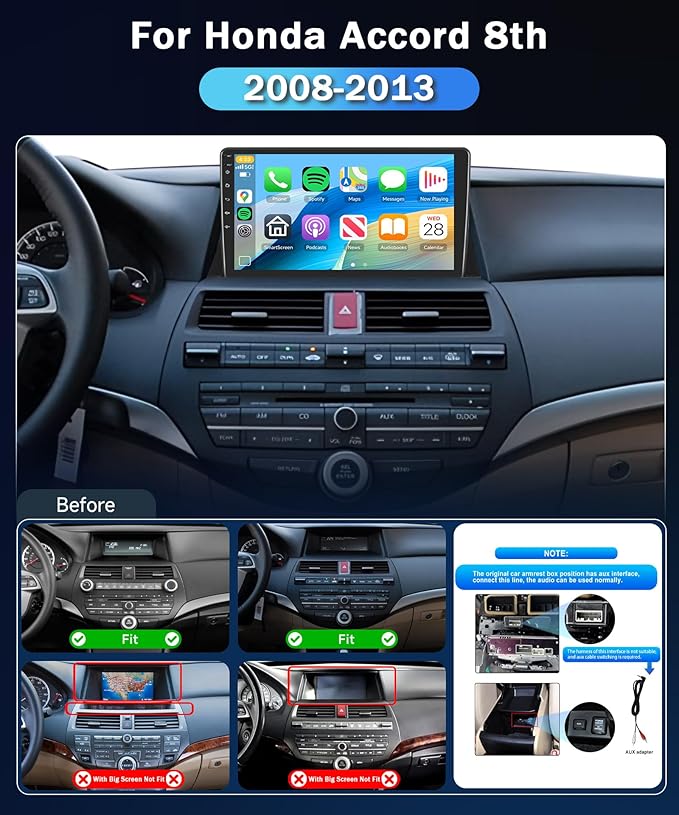 METEESER 【2+64G】 for Honda Accord 8th 2008-2013 Android Car Stereo Wireless Carplay Android Auto,10.1" Touchscreen Radio GPS WiFi DSP Bluetooth SWC+Backup Camera for Honda Accord Car Play
