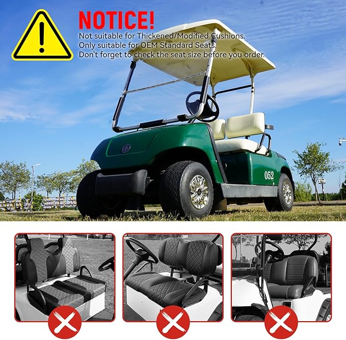 Golf Cart Front and Rear Seat Covers for Yamaha G2 G8 G9 G11 G14 G16 G19 G20 G21 G22, Durable Polyester Fabric Yamaha Golf Cart Seat Covers, Breathable Washable