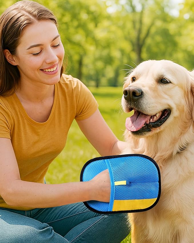 2026 Thickened Electrostatic Pet Hair Removal Gloves (2 Pcs) - Reusable Strong Grooming Gloves for Cats & Dogs, Hair Remover Gloves for Couch, Furniture, Carpet, Car Seats & Clothing Blue