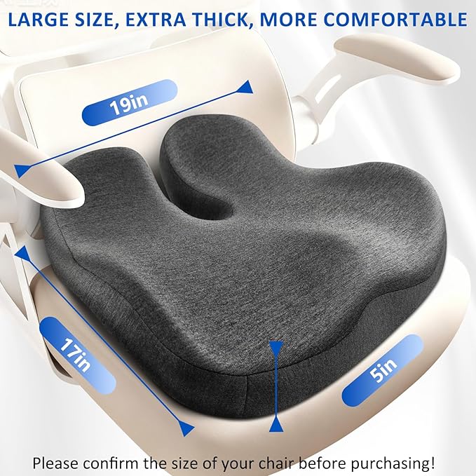 Thickened Seat Cushions for Office Chairs,Ergonomic Memory Foam seat Cushion，Sciatica Pain Relief Pillow for Long Sitting，Coccyx Cushion for Tailbone Pain,Office,Car,Pregnancy,Wheelchair