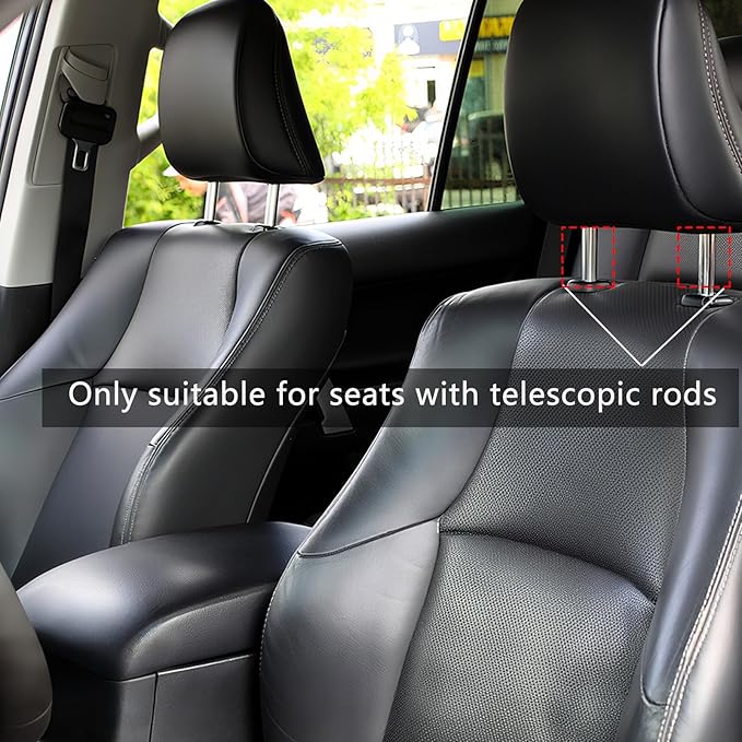 Car Neck Pillows Both Side Pu Leather 2 Pack Car Headrest Pillow for Most Cars Driving Seat Breathable Automotive Neck Support Adjustable Cute Auto Neck Pillow Neck Shoulder Pain Relief for Travel