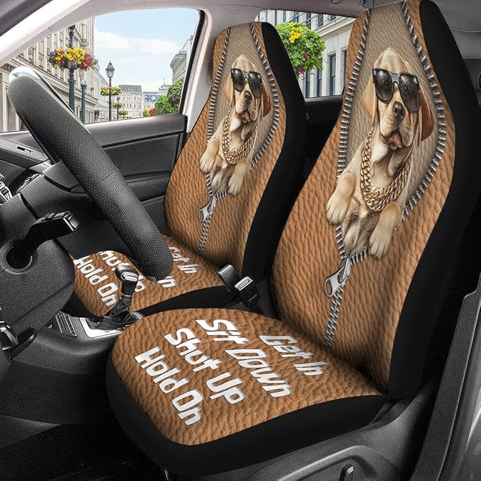 GENANY Funny Labrador Duck Car Seat Covers Set of 2, Breathable Front Seat Covers for Truck Sedan SUV, Dogs Themed Car Accessories, Labrador Gift for Women Men