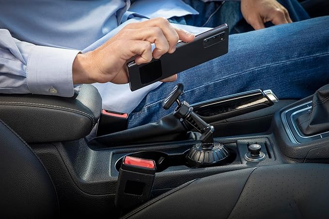 Scosche Cup Holder Phone Holder for Car, Magnetic Cell Phone Holder with Adjustable Neck & 360° Rotation, Universal Car Mount for iPhone/Android, Fits Cup Holders Up to 3.5", Not MagSafe Compatible