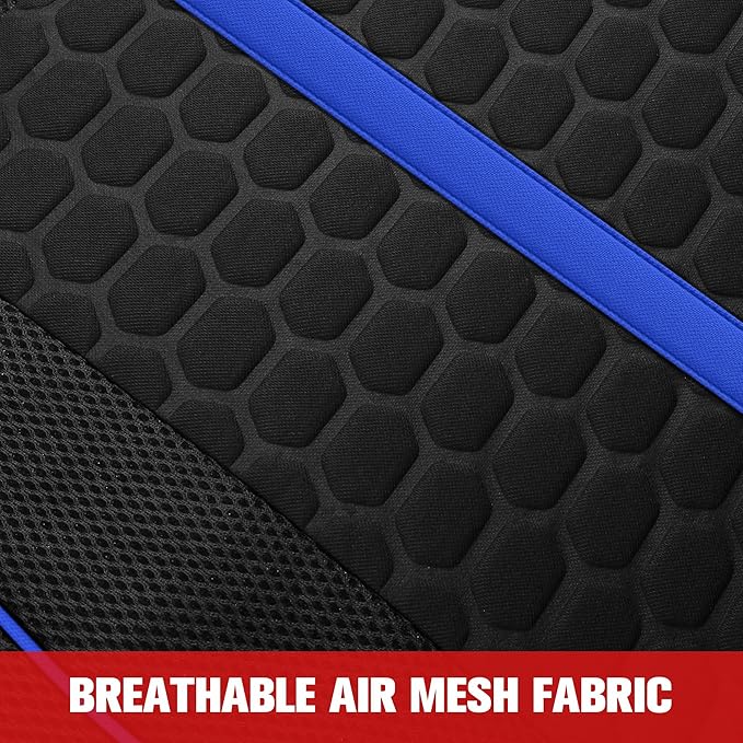 Breathable Premium Car Seat Covers Front Set，3D Air-Mesh Seat Covers for Cars，Comfortable Safety Airbag Compatible，Universal for Most Cars Sedan Truck SUV(Black/Blue)