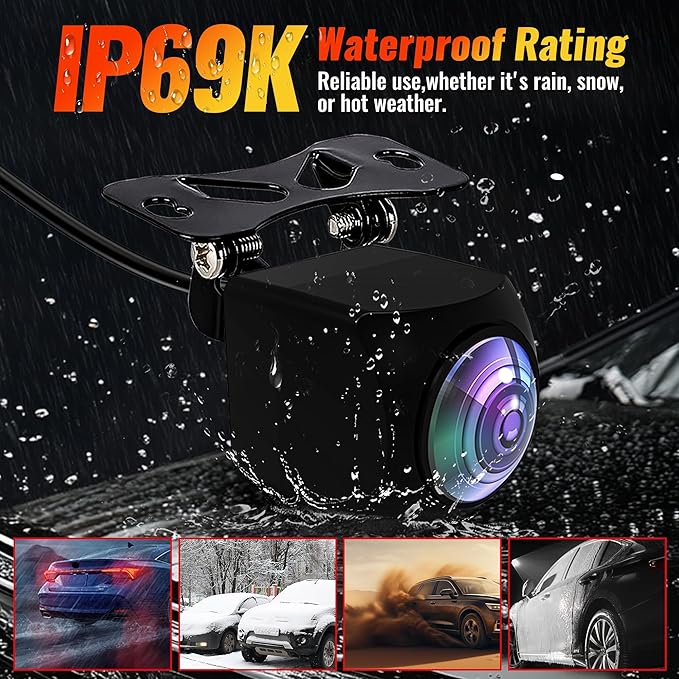 Ultra-Clear 1080P AHD Backup Camera - 170° Wide Angle Rear View Camera with Super Night Vision, IP69K Waterproof, 6-Layer Glass Lens, Universal Parking Camera for 12V Cars, Trucks, SUVs, RVs