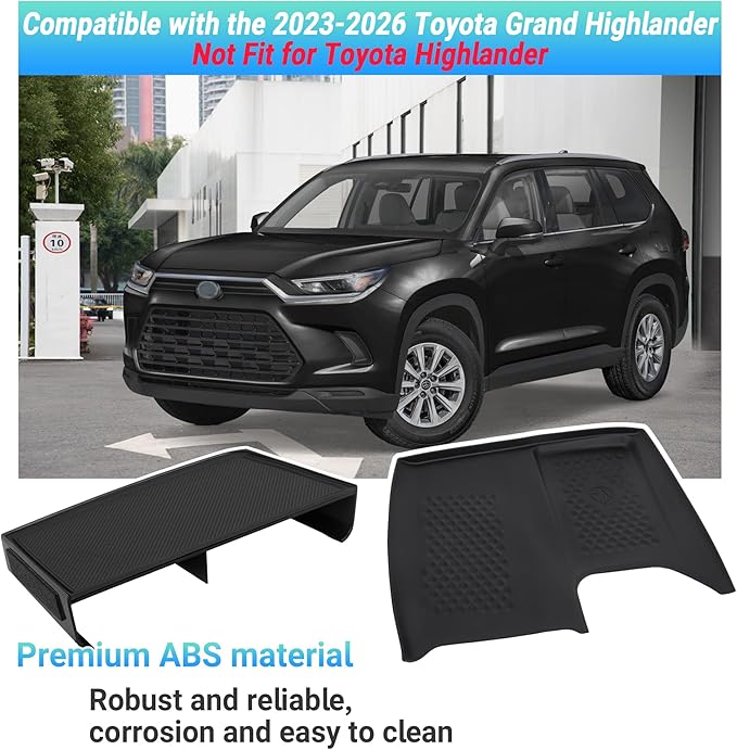 Center Console Organizer Compatible with 2023-2025 2026 Toyota Grand Highlander Interior Accessories, Charging Zone Silicone Mat, Console Organizer Tray with Sunglasses