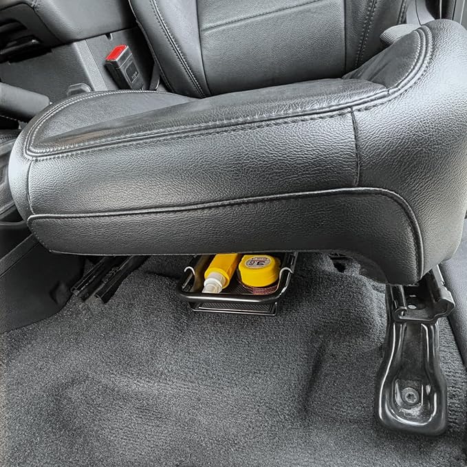 Front Under Seat Storage Organizer Tray Compatible with Jeep Wrangler JL/JLU 2018-2022 2023 2024 2025 2026 and Jeep Gladiator JT Truck 2020-2023 2024 2025 2026 Hidden Accessories （Patented Design）