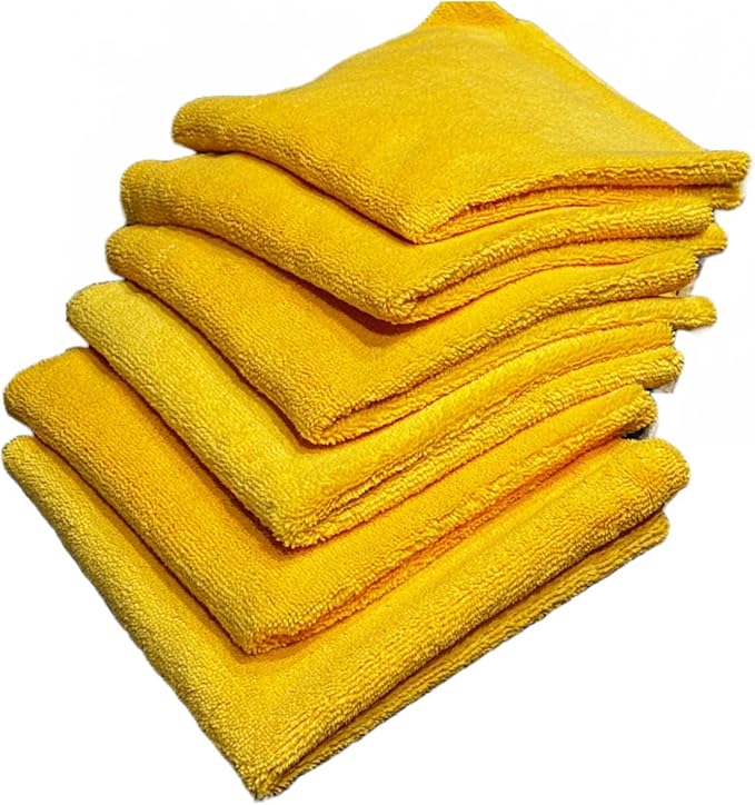 The Jobber 365 Microfiber Detailing Towels, Exterior and Interior Use, Premium Korean Quality, 16x16 inches, 365 GSM, Yellow, 10 Pack