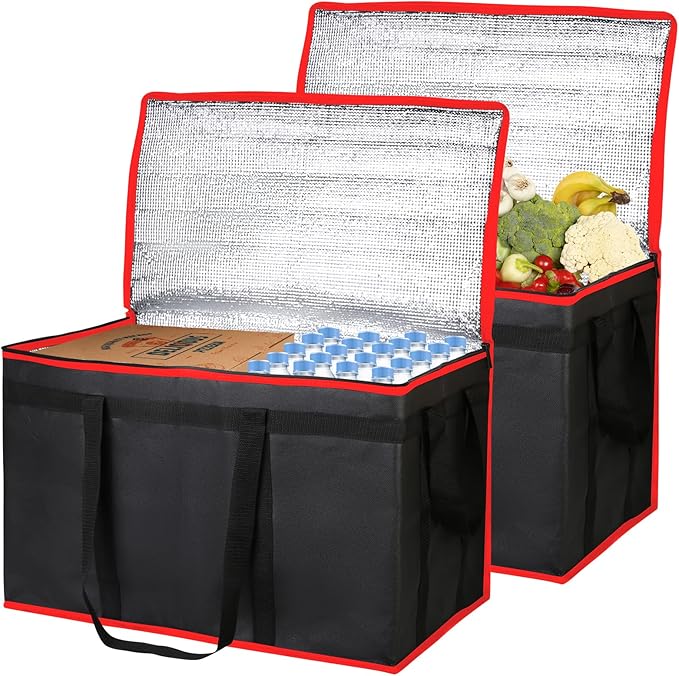 Bodaon 2-Pack Insulated Food Delivery Bag, XXXL Grocery Shopping/Catering/Bags, Rideshare Delivery Bag, Thermal Cold/Hot Styrofoam Carrier for Shopping/Travel/Catering/Car,