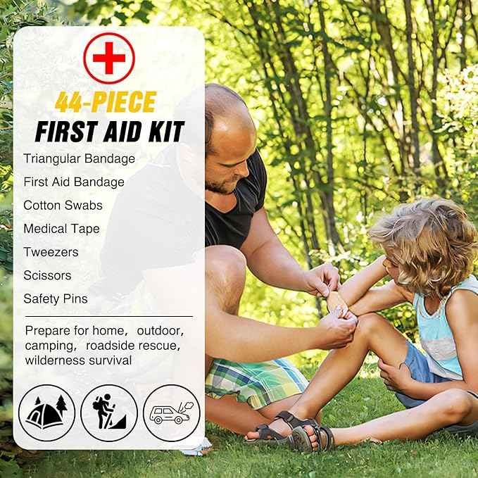 Nilight Car Emergency Kit with Jumper Cable Air Compressor Tire Repair Essential Tools First Aid Alligator Connector Electrical Kit for Travel Camping Outdoor Cars Truck SUV RV