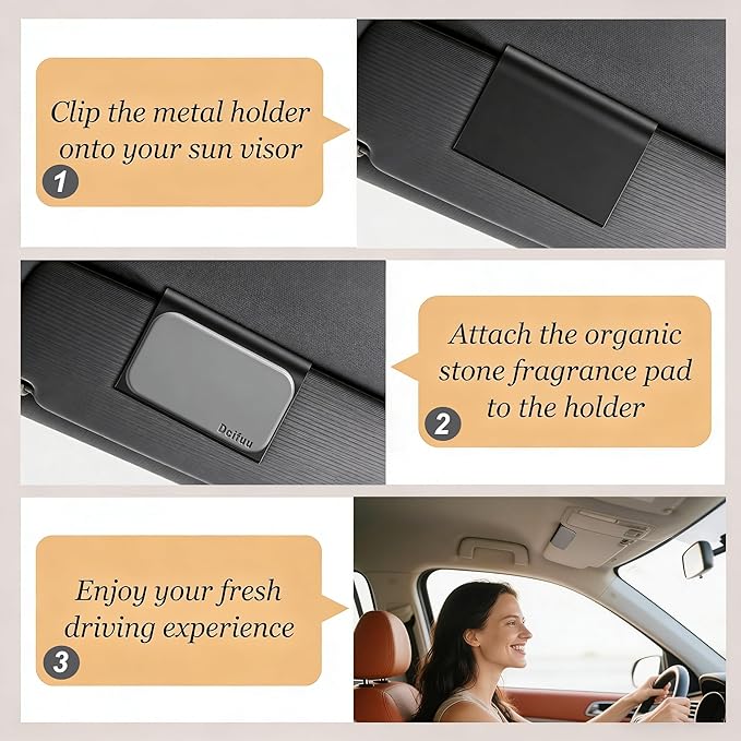 Car Air Freshener - Stone Air Freshener - Car Odor Eliminator - Long Lasting Scent - Car Scent - VISOR CLIP INCLUDED (Ocean)