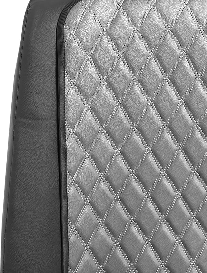 FH Group Car Seat Cushion – Faux Leather Single Front Seat Cover with Front Pockets, Airbag Compatible, Universal Fit Car Seat Cushion for Driver or Passenger Seat, SUV, Truck, Sedan & Van – Gray