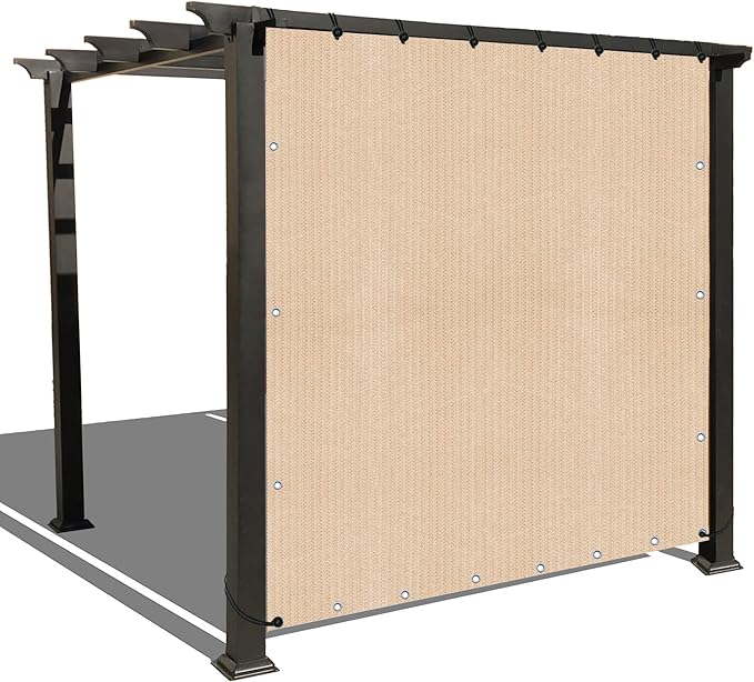 Alion Home© Sun Shade Privacy Panel with Grommets on 4 Sides for Patio, Awning, Window Cover, Pergola or Gazebo - Banha Beige (Custom Sizes)