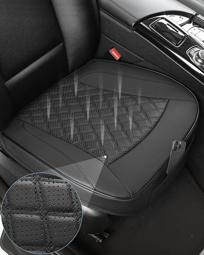 West Llama PU Leather Car Seat Cover Fit Winter,Breathable Bottom Seat Covers for Cars for Heated Seats,Universal Fits 90% Cars,SUVs,Sedans,21.26 × 20.86 Inch(1Piece-Black)