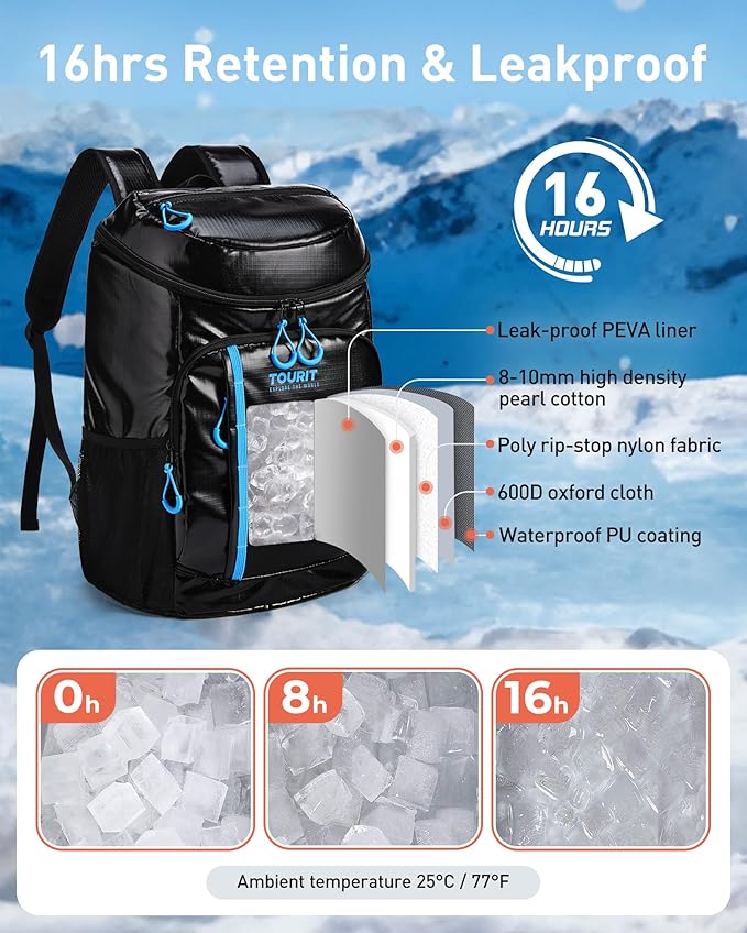 TOURIT Cooler Backpack 30 Cans Lightweight Insulated Backpack Cooler Leak-Proof for Men and Women